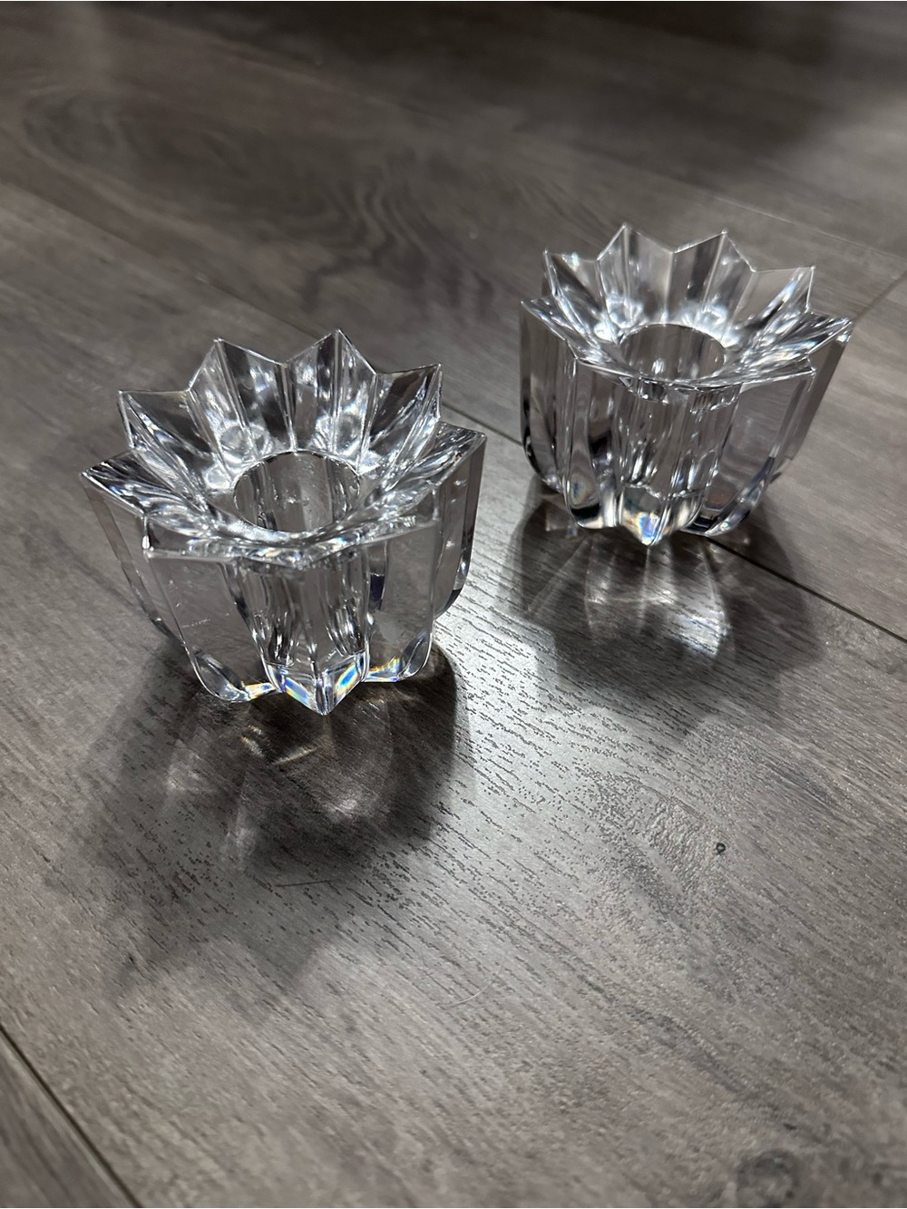 Mikasa Clear Crystal Taper Candle Holders - Pair